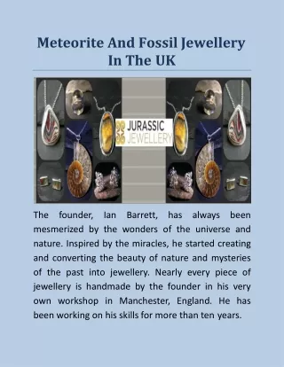 Meteorite And Fossil Jewellery In The UK