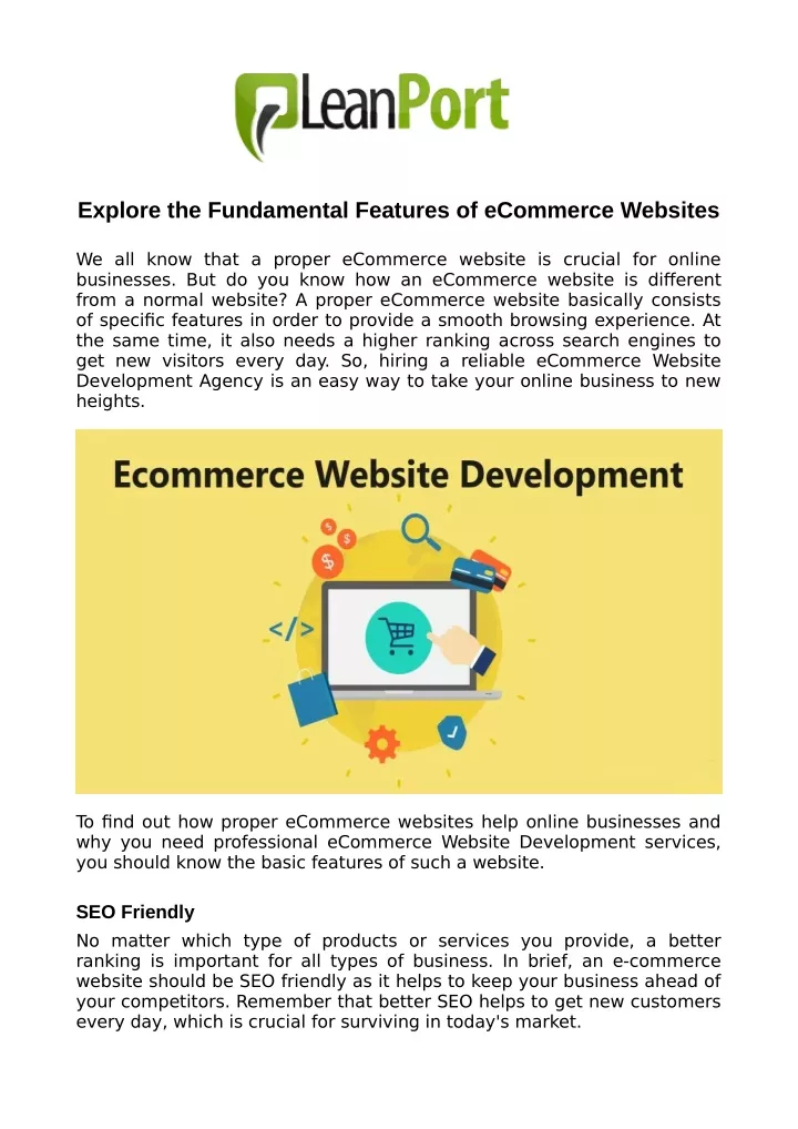 explore the fundamental features of ecommerce