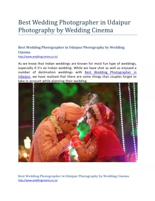 Best Wedding Photographer in Udaipur Photography by Wedding Cinema