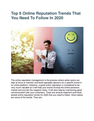 Top 6 Online Reputation Trends That You Need To Follow In 2020