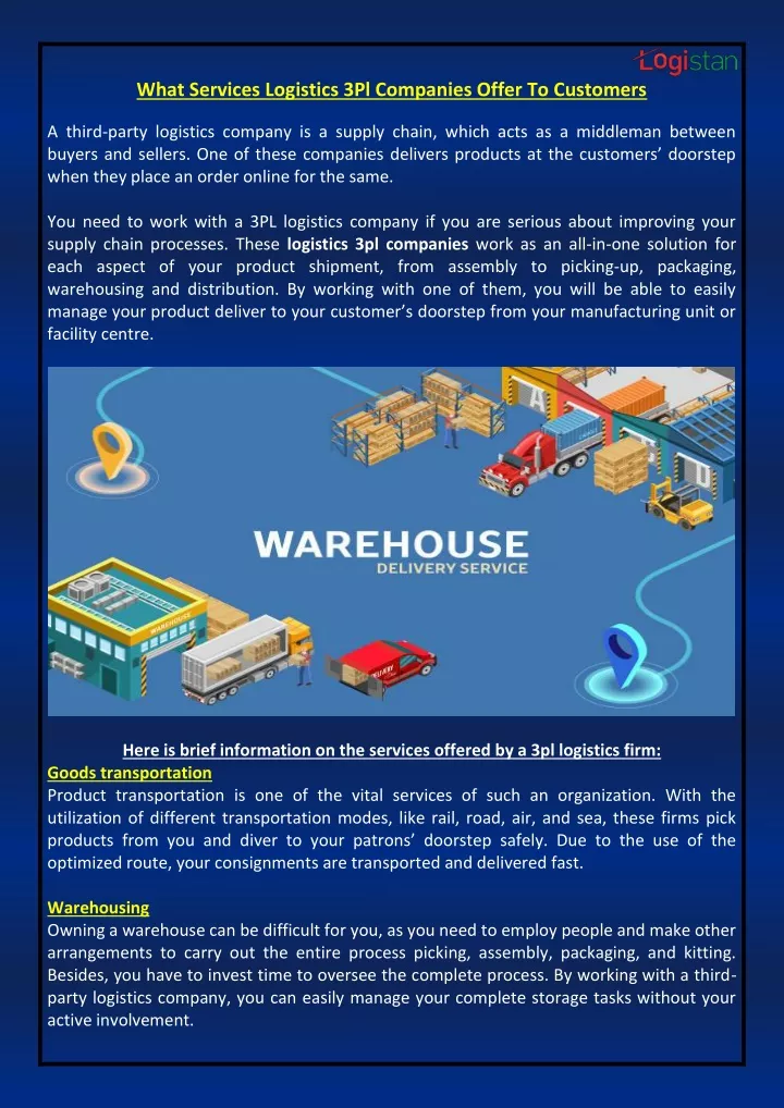 what services logistics 3pl companies offer