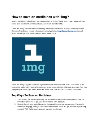 How to save on medicines with 1mg?