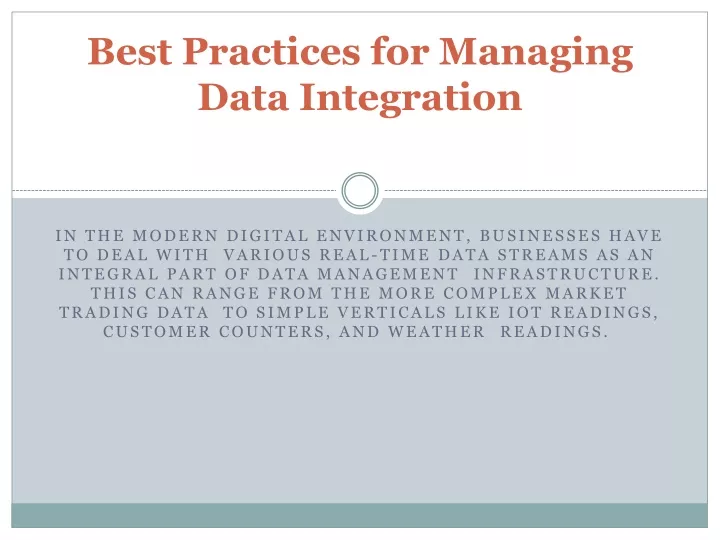 best practices for managing data integration