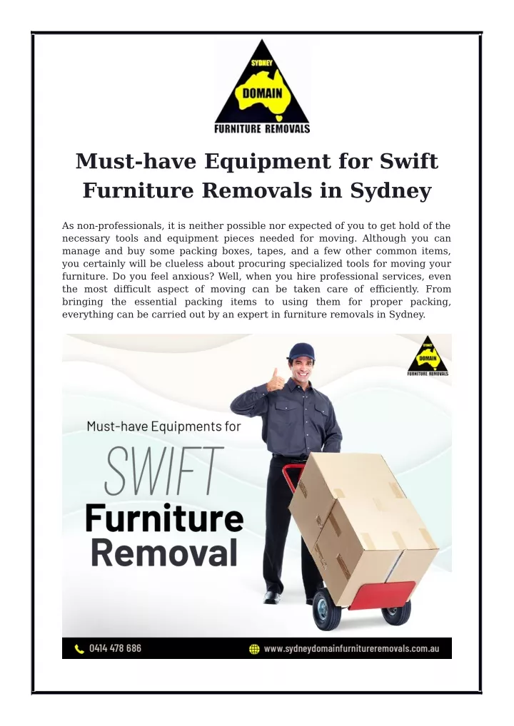 must have equipment for swift furniture removals
