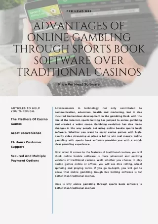 Per Head BSS: Advantages Of Online Gambling Through Sports book Software Over Traditional Casinos