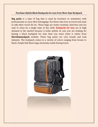 purchase stylish black backpacks for men from