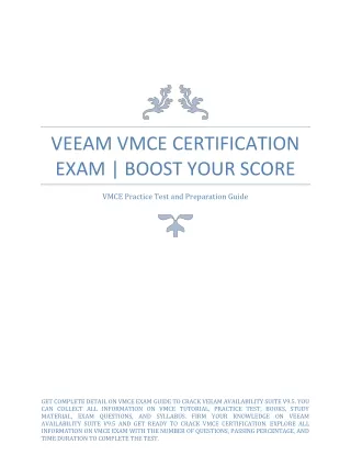 Veeam VMCE Certification Exam | Boost Your Score