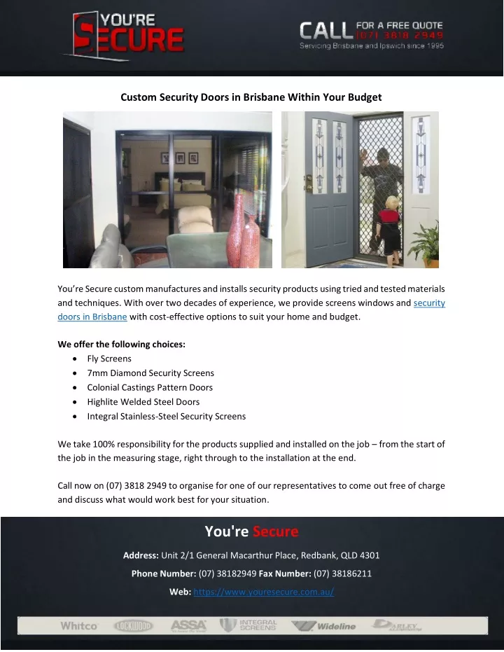 custom security doors in brisbane within your