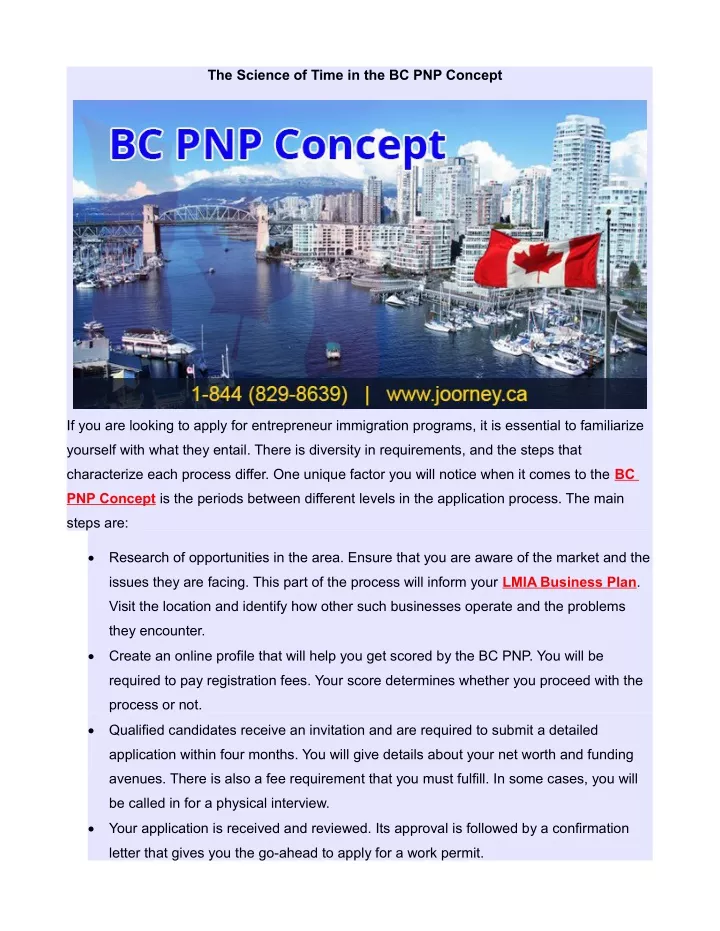 the science of time in the bc pnp concept