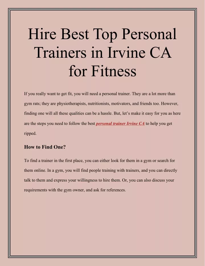 hire best top personal trainers in irvine