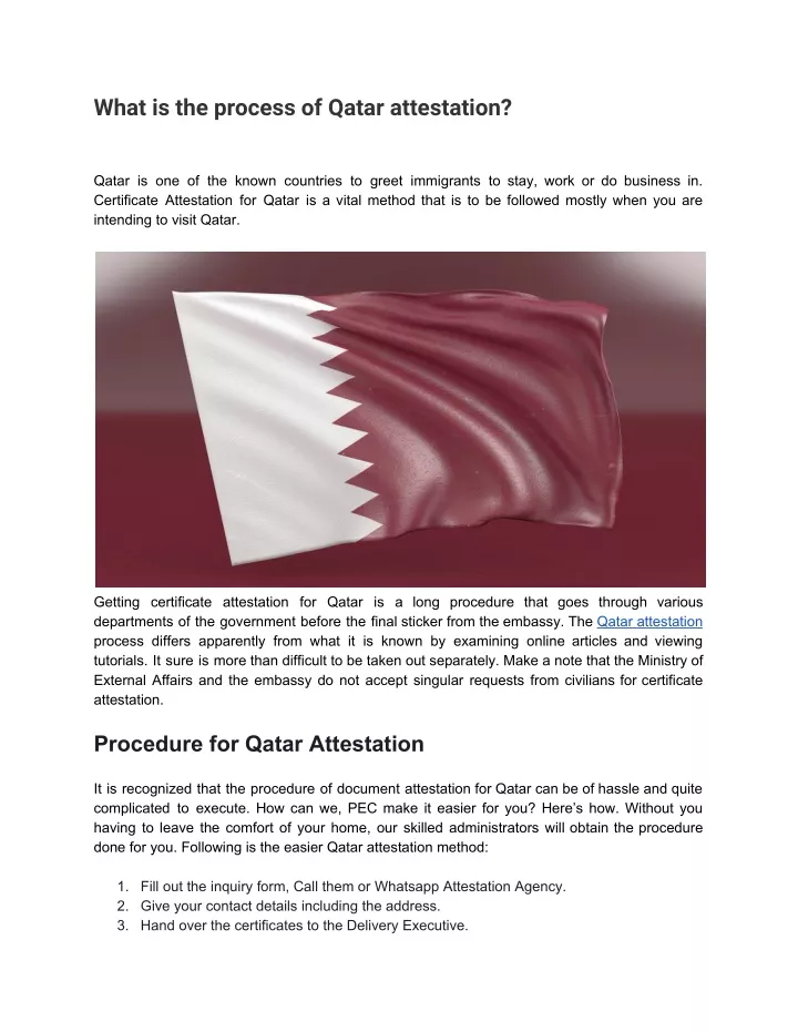 what is the process of qatar attestation
