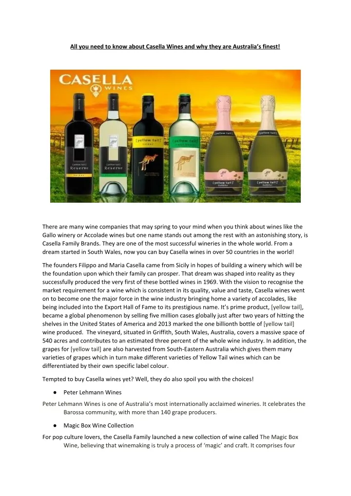 all you need to know about casella wines