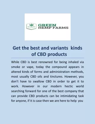 Get the best and variants kinds of CBD products