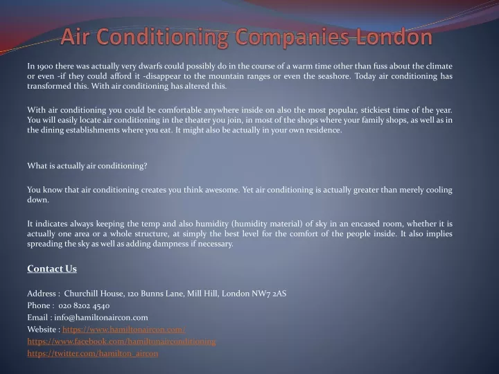 air conditioning companies london