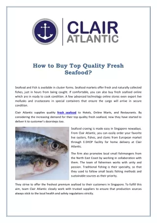 How to Buy Top Quality Fresh Seafood?