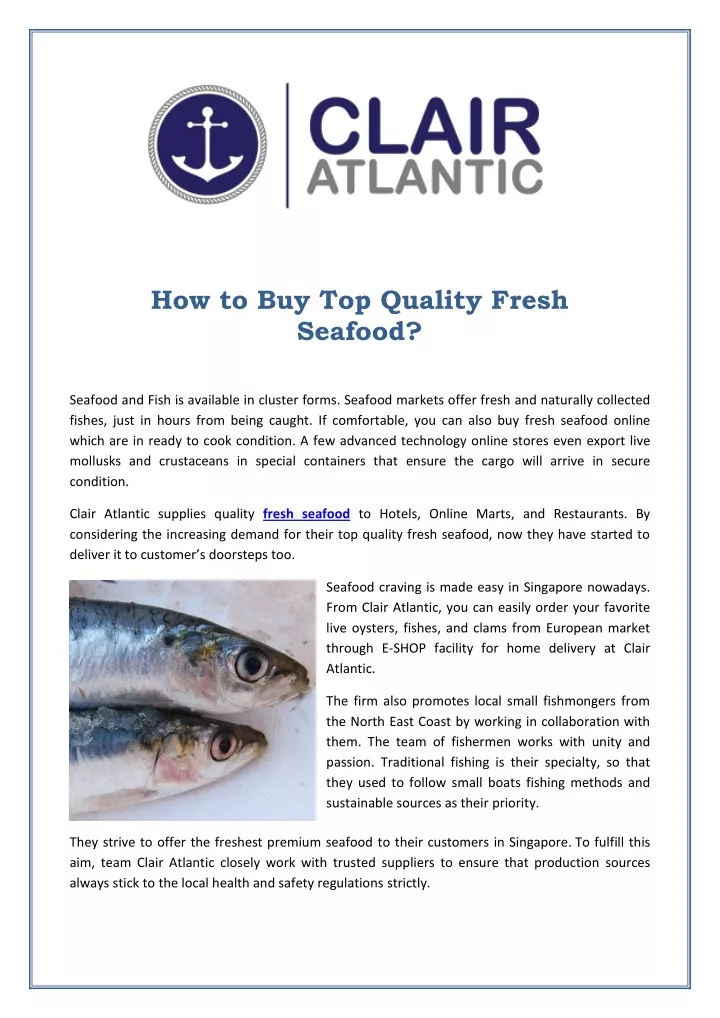 how to buy top quality fresh seafood