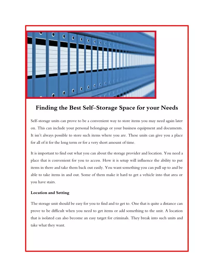 finding the best self storage space for your needs