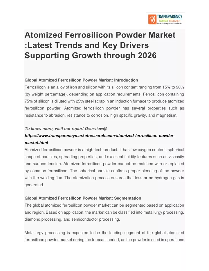 atomized ferrosilicon powder market latest trends