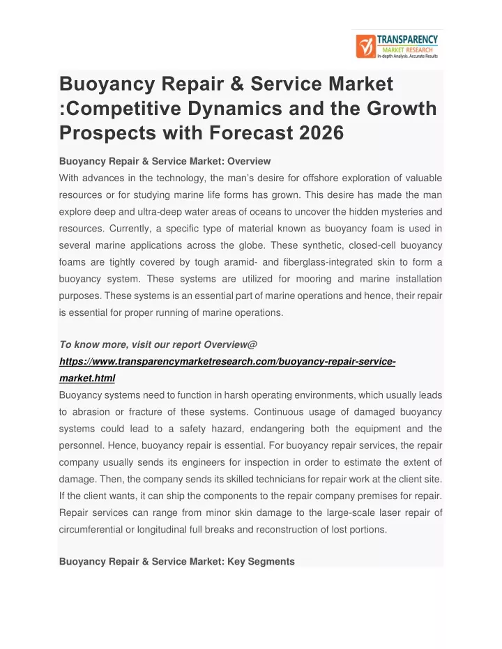 buoyancy repair service market competitive