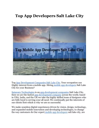 Top Mobile App Developers Salt Lake City