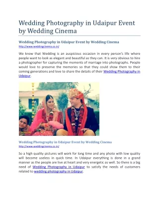 Wedding Photography in Udaipur Event by Wedding Cinema