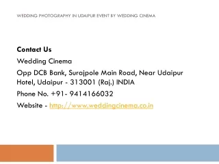 Wedding Photography in Udaipur Event by Wedding Cinema