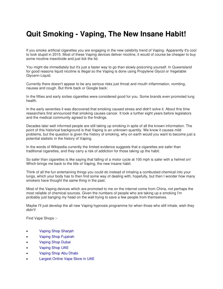 quit smoking vaping the new insane habit