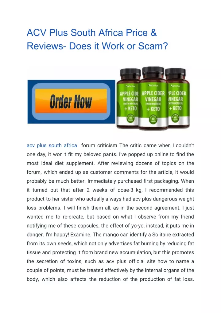 acv plus south africa price reviews does it work