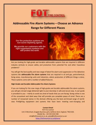 Addressable Fire Alarm Systems – Choose an Advance Range for Different Places