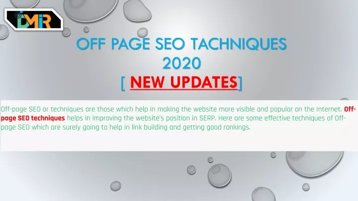 off page seo tachniques 2020 new updates