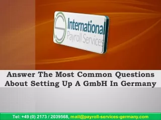 Answer The Most Common Questions About Setting Up A GmbH In Germany