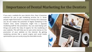 Importance of Dental Marketing for the Dentists
