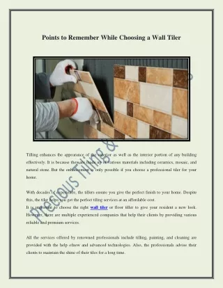 Modernize Your Wall with Professional Wall Tiler