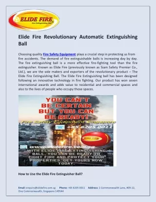Elide Fire Revolutionary Automatic Extinguishing Ball