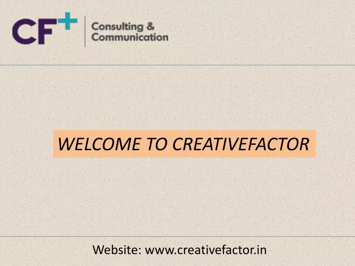 welcome to creativefactor