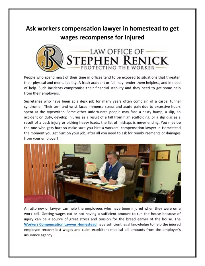 ask workers compensation lawyer in homestead