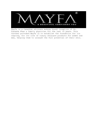 Mayfa Age Confident - Canadian Makeup, Skincare Online Store