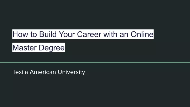 how to build your career with an online