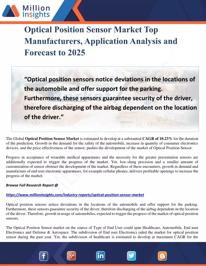 optical position sensor market top manufacturers