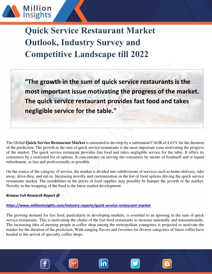 quick service restaurant market outlook industry