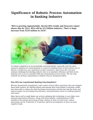 Benefits of RPA in Banking and Finance Industry