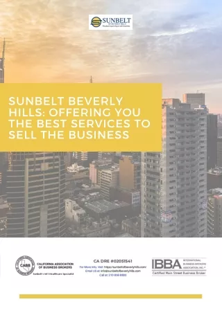 Sunbelt Beverly Hills: Offering You The Best Services To Sell The Business