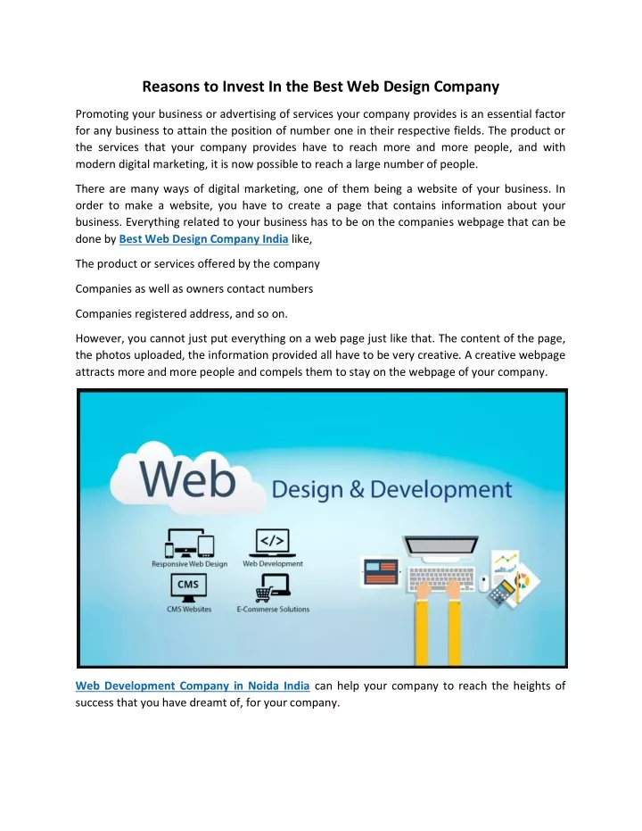 reasons to invest in the best web design company
