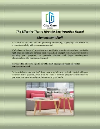 The Effective Tips to Hire the Best Vacation Rental Management Staff