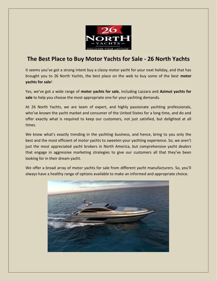 the best place to buy motor yachts for sale