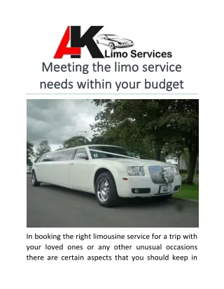 Meeting the limo service needs within your budget