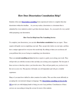 How Does Dissertation Consultation Help?