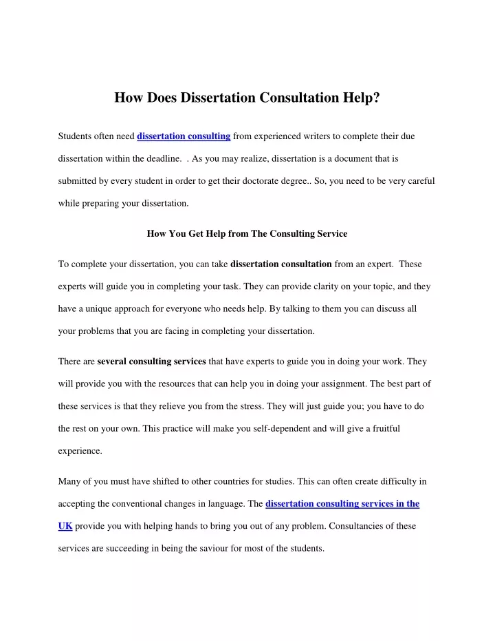 how does dissertation consultation help