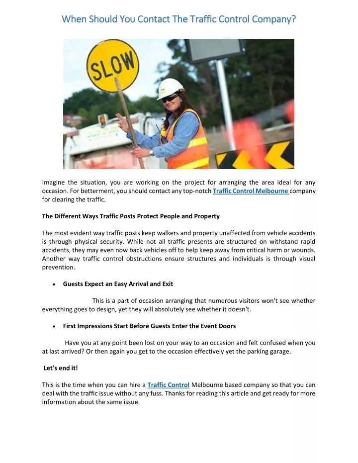when should you contact the traffic control