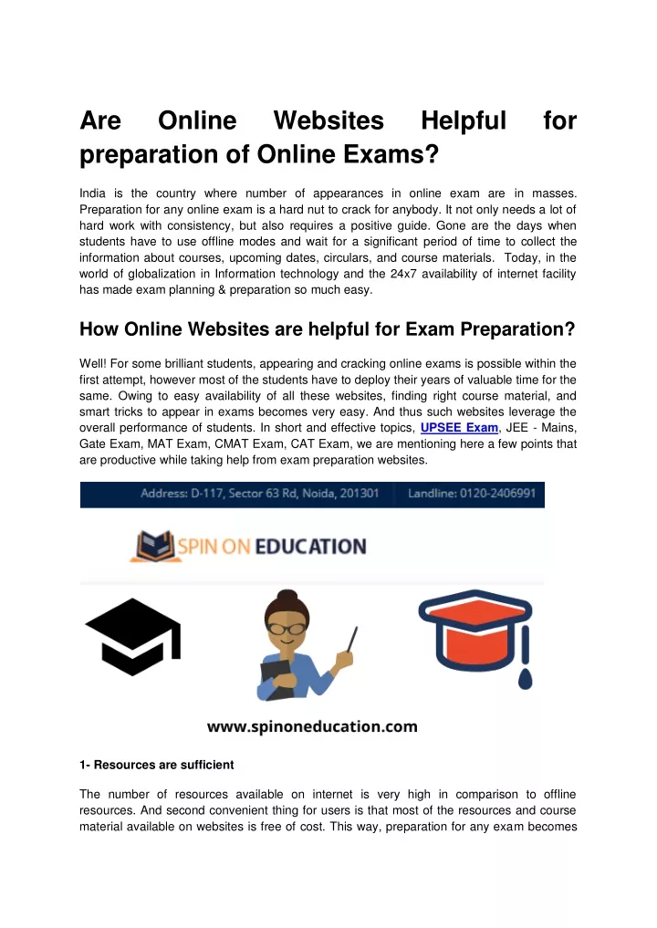are preparation of online exams